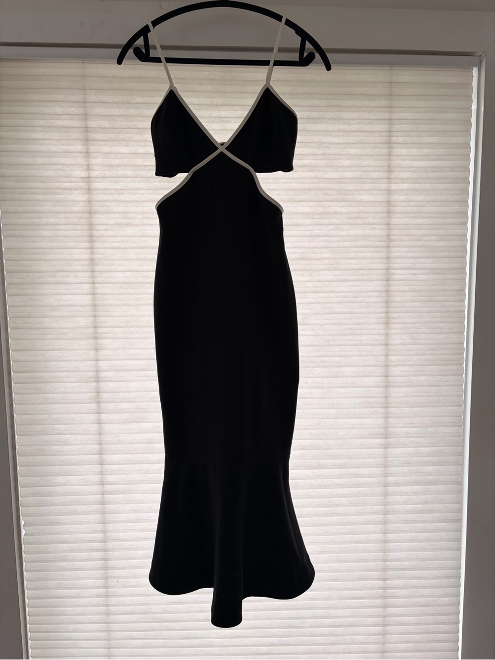 Likely Black Midi Dress with White Trim Cutouts